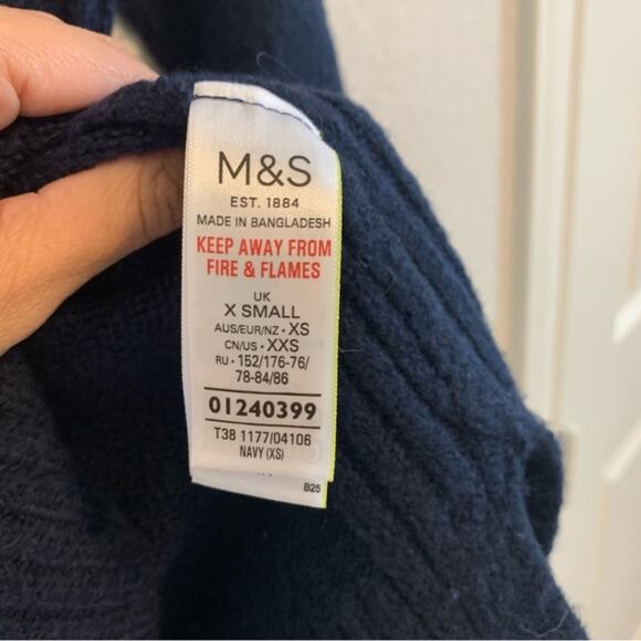 Marks & Spencer Navy Blue Crew Neck Pullover Sweater - Picture 2 of 5